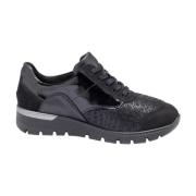 Brede Damesneakers - Zwart Waldläufer , Black , Dames