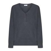 Grijze Trui V-Hals Stijl Brunello Cucinelli , Gray , Dames