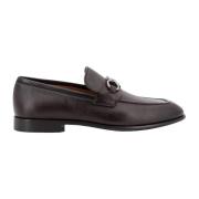 Leren Loafer met Gancini Detail Salvatore Ferragamo , Brown , Heren