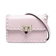 Pyramid Rockstud Leren Tas Valentino Garavani , Pink , Dames