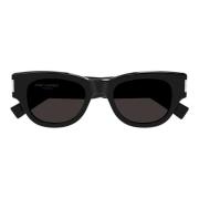 Gedurfde Ovale Zwarte Zonnebril Saint Laurent , Black , Dames