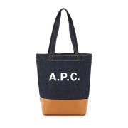 Denim Tote Tas met Leren Basis A.p.c. , Blue , Dames