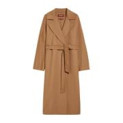 Bruine Wollen Blend Midi Jas Max Mara Studio , Brown , Dames