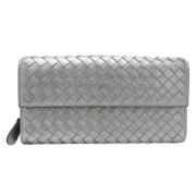 Pre-owned Leather wallets Bottega Veneta Vintage , Gray , Dames