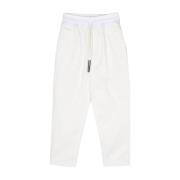 Witte Katoenen Broek met Trekkoord Tailleband Ferrari , White , Heren