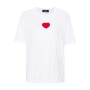 Wit Katoenen T-shirt met Rood Logo Dsquared2 , White , Dames