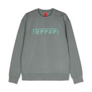 Grijze Logo Sweater Ronde Hals Lange Mouw Ferrari , Gray , Heren