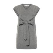 Grijze Melange Gebreide Top met Strik Stella McCartney , Gray , Dames