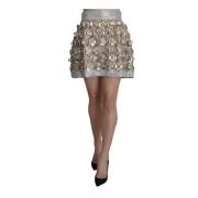 Kristalversierde A-Lijn Mini Rok Dolce & Gabbana , Gray , Dames