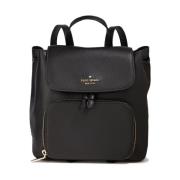 Medium Flap Rugzak Zwart Leer Kate Spade , Black , Dames