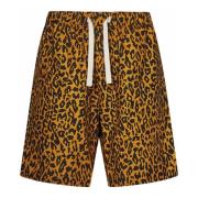 Leopard Print Orange Shorts Palm Angels , Orange , Heren