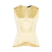 Satin Flared Sleeveless Top Fabiana Filippi , Yellow , Dames