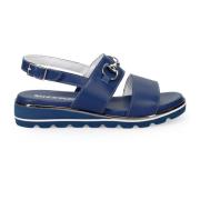 Blauwe Leren Sandalen Sangiorgio , Blue , Dames