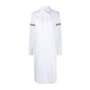 Witte Katoenen Jurk met RWB Streep Thom Browne , White , Dames