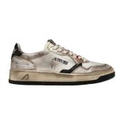 Vintage Wit Goud Leren Sneakers Autry , Multicolor , Heren