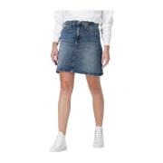 A-line Mini Skirt Blauw Denim Calvin Klein , Blue , Dames