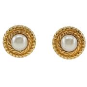 Pre-owned Metal earrings Chanel Vintage , Yellow , Dames