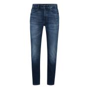 Taber Regular Fit Blauwe Jeans Hugo Boss , Blue , Heren