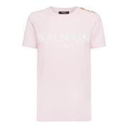 Lichte en Natuurlijke Roze T-Shirt voor Vrouwen Balmain , Pink , Dames