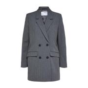Relaxed Blazer Streep Oversized Look Selected Femme , Gray , Dames