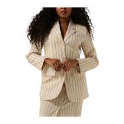 Gestreepte Aansluitende Blazer Zand Selected Femme , Beige , Dames