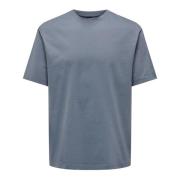 Heren Basic T-Shirt Fred Only & Sons , Blue , Heren