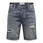 Urban Denim Shorts met Moderne Twist Only & Sons , Blue , Heren