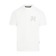Monogram Studded Classic T-Shirt Palm Angels , White , Heren