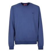 Blauwe Crew-Neck Sweatshirt met Haan Borduursel Gallo , Blue , Unisex