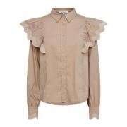 Blouse met ruchedetails Co'Couture , Beige , Dames