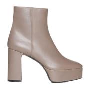 Taupe Grijs Leren Platform Enkellaarzen Roberto Festa , Beige , Dames