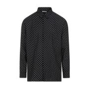 Zwarte Zijden Polka Dot Overhemd Saint Laurent , Black , Heren