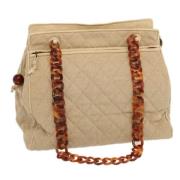 Pre-owned Leather totes Chanel Vintage , Beige , Dames