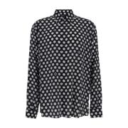 Polka-Dot Kent Kraag Shirt Zwart Dolce & Gabbana , Black , Heren
