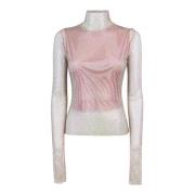 Roze Gebreid T-shirt en Jersey Top Set Sportmax , Pink , Dames