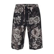 Zwarte Zijden Bermuda Shorts Dolce & Gabbana , Black , Heren