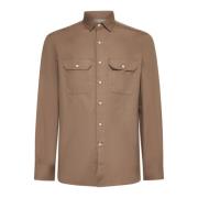 Bruine Overhemd Collectie Brunello Cucinelli , Brown , Heren