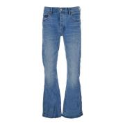 Flared Leg Jeans Blauw Denim Purple Brand , Blue , Heren