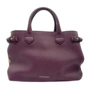 Pre-owned Leather handbags Burberry Vintage , Purple , Dames