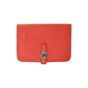 Pre-owned Leather wallets Hermès Vintage , Orange , Dames