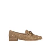 Studded Womens Flat Moccasin Alma EN Pena , Brown , Dames