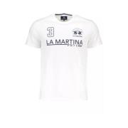 Wit Katoenen T-Shirt, Korte Mouwen, Regular Fit, Ronde Hals, Print La ...