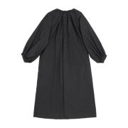 Puff-Sleeve A-Line Midi Jurk MM6 Maison Margiela , Black , Dames