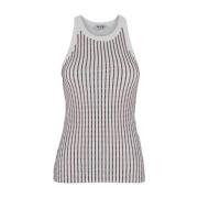 Mouwloze tanktop met U-hals en strassversiering The Attico , White , D...