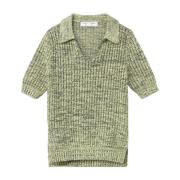 Luxe Zijde Katoen Polo Top Proenza Schouler , Green , Dames