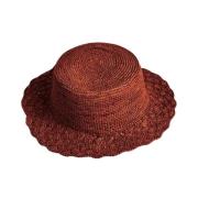 Handgemaakte Raffia Hoed met Katoenen Band Ibeliv , Brown , Dames