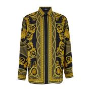 Barocco Print Zijden Overhemd Versace , Multicolor , Heren