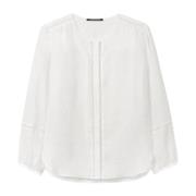 Ramie Blouse met Hohlsaum Details Luisa Cerano , White , Dames