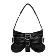 Edgy Butterfly Nappa Leather Shoulder Bag Blumarine , Black , Dames