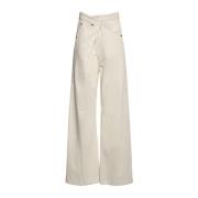 Fold-Over Denim Jeans Darkpark , White , Dames